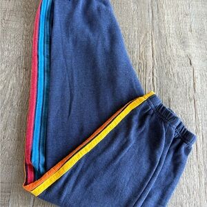 Women's Aviator Nation  5 stripe Navy Joggers with Multicolor Stripes